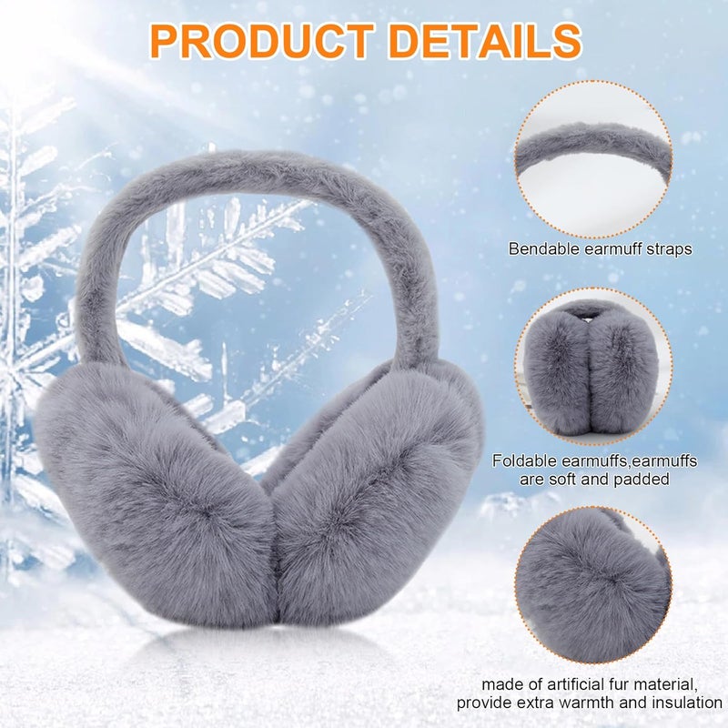 Adboros 4PCS Women Winter Ear Muffs Faux Fur Earmuffs Fuzzy Foldable Fluffy Ear Warmers for Winter Ear Covers Soft Girls - Image 3
